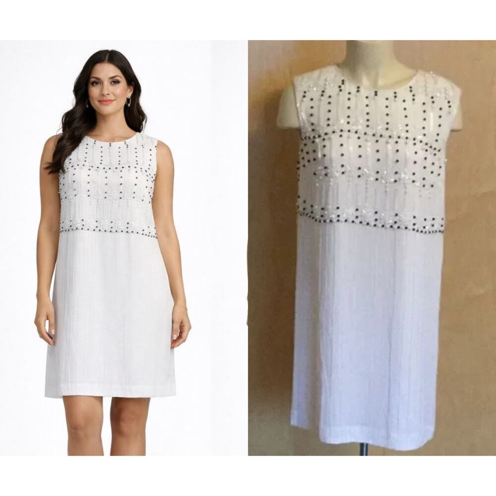 French Connection Sleeveless A-Line Dress beaded - Picture 1 of 9